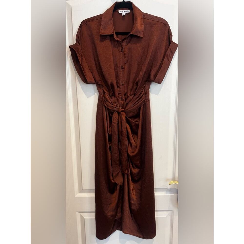 STEVE MADDEN Tori Midi Dress Chocolate Brown Size 2